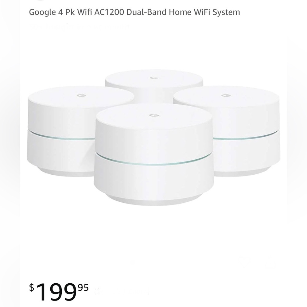 Google Wifi Model AC1304 Whole Home Mesh Wi-Fi System 4-Pack Brand New